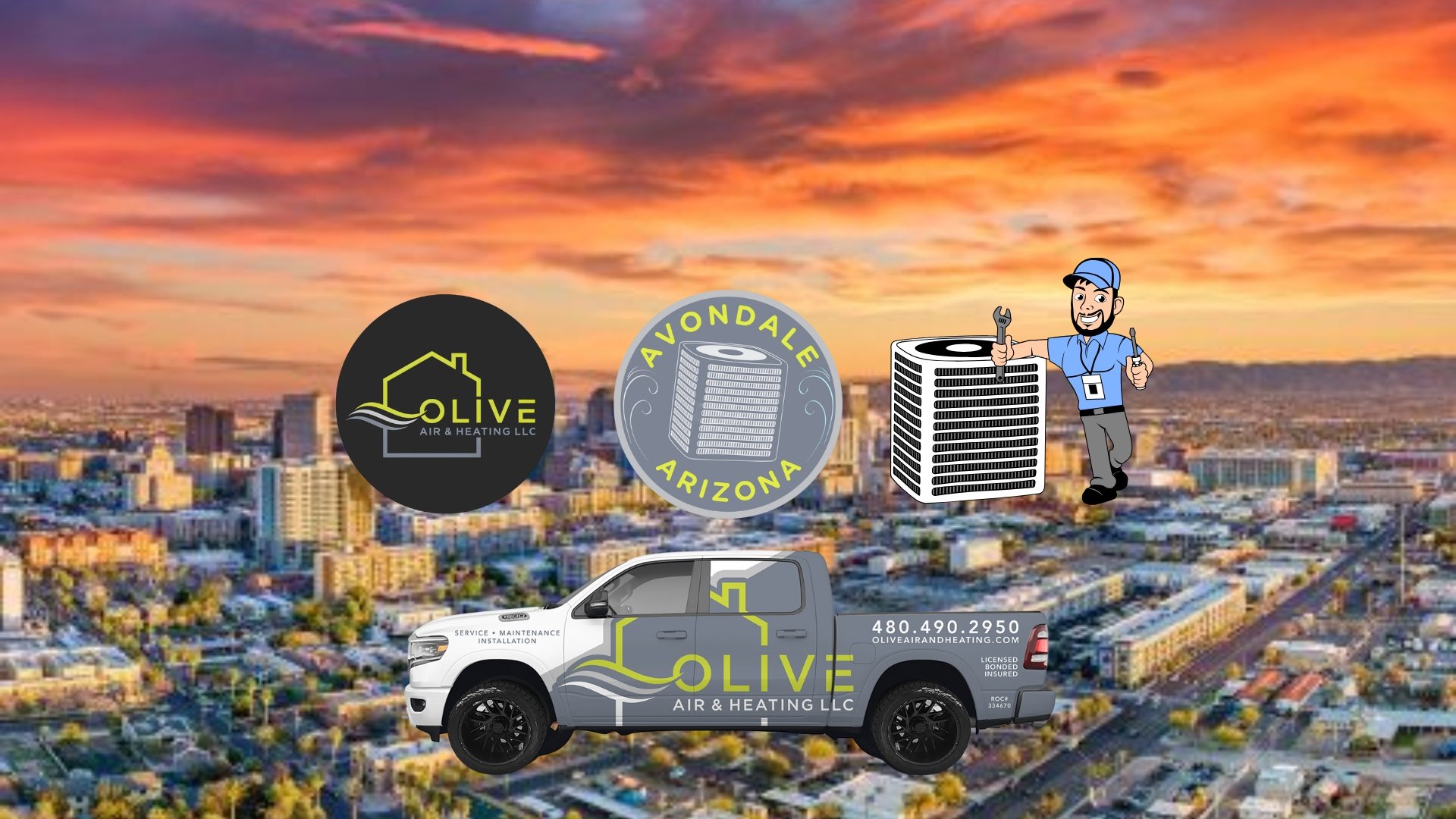 Heating and cooling services in Avondale, AZ by Olive Air and Heating, including AC repair, furnace service, heat pump tune-up, and 24/7 emergency cooling.